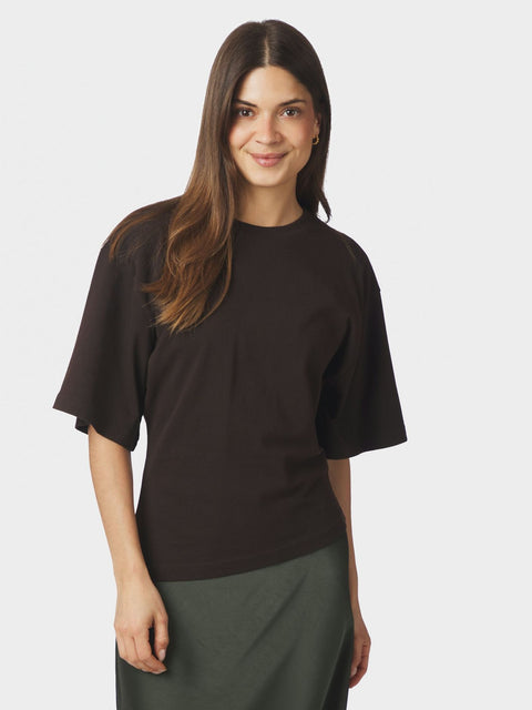 Neo noir - 169728 Alira boxy tee - 676 Dark brown / top