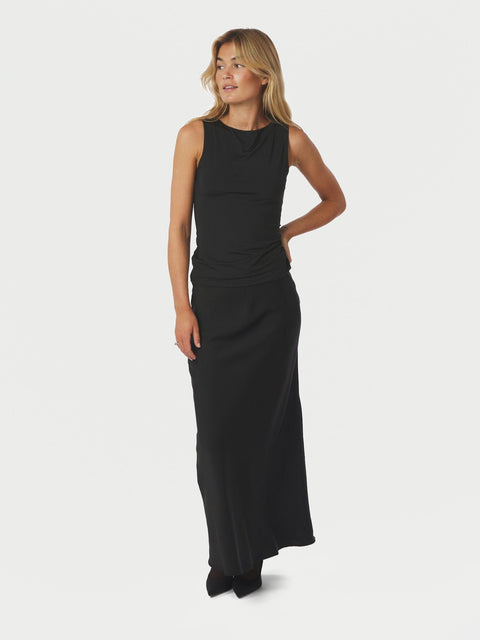 Neo noir - Vicky heavy sateen skirt - 100 Black