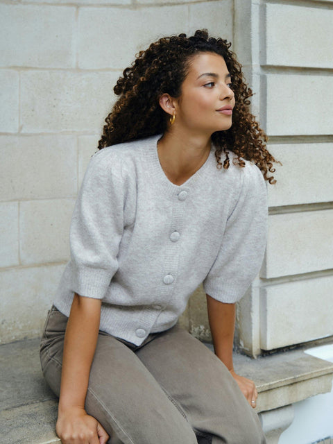 Neo noir - Trudy knit cardigan - 976 Beige melange