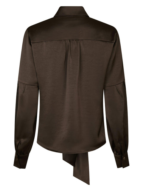 Neo noir - Blouse Naja Satin Shirt - 676 Dark Brown