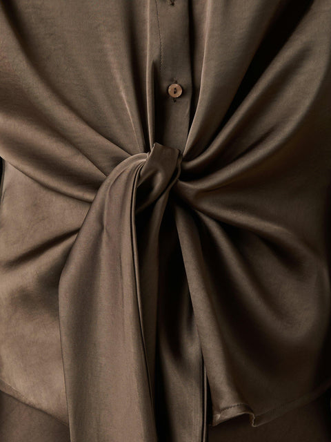 Neo noir - Blouse Naja Satin Shirt - 676 Dark Brown