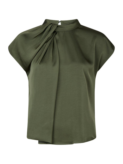 Neo noir - Fleur drapy satin blouse - 151 Army