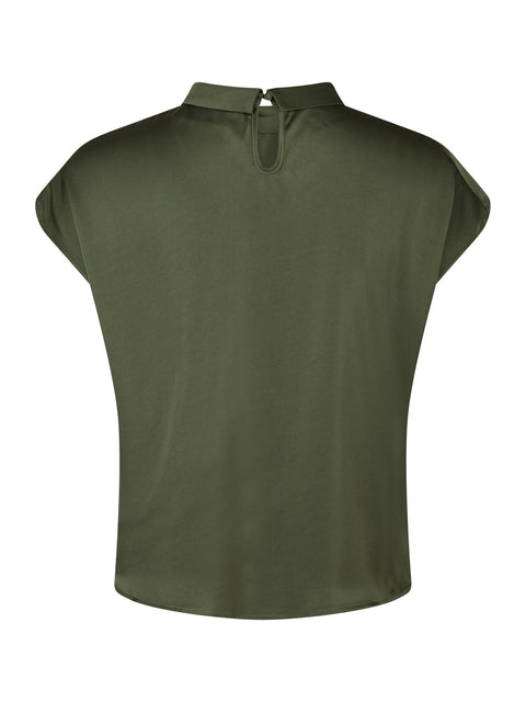 Neo noir - Fleur drapy satin blouse - 151 Army