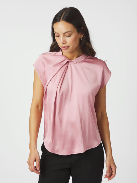 Neo noir - Fleur drapy satin blouse - 754 Light pink