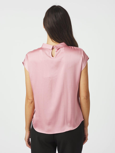 Neo noir - Fleur drapy satin blouse - 754 Light pink