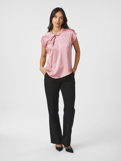Neo noir - Fleur drapy satin blouse - 754 Light pink