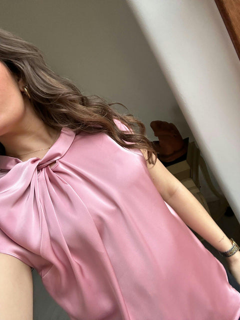 Neo noir - Fleur drapy satin blouse - 754 Light pink