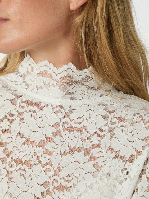 Neo noir - Liza laceflower blouse - 120 White