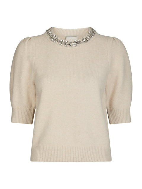 Neo noir - Maia stone knit blouse - 124 Ivory