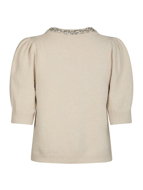 Neo noir - Maia stone knit blouse - 124 Ivory