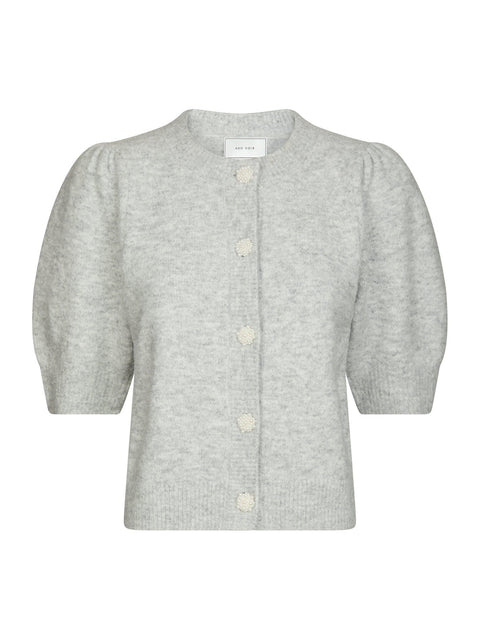 Neo noir - Trudy deco knit cardigan - 103 Light grey melange