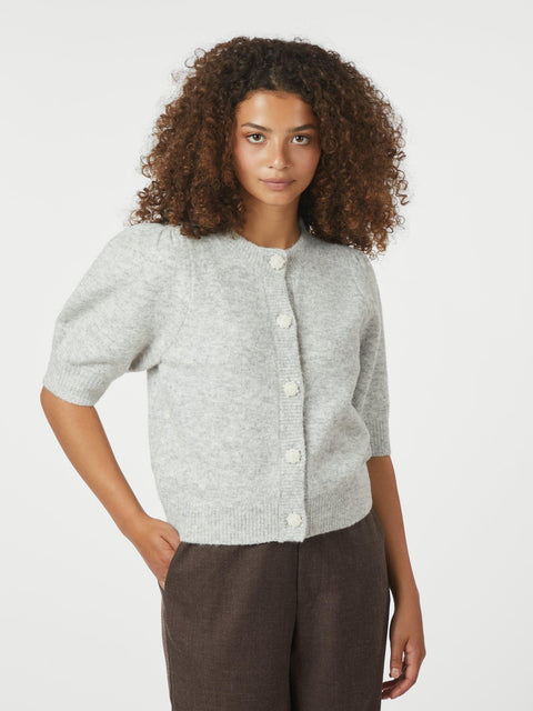 Neo noir - Trudy deco knit cardigan - 103 Light grey melange