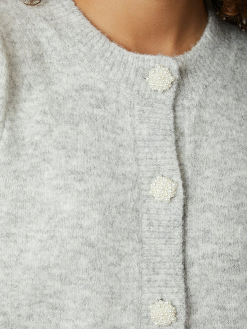 Neo noir - Trudy deco knit cardigan - 103 Light grey melange