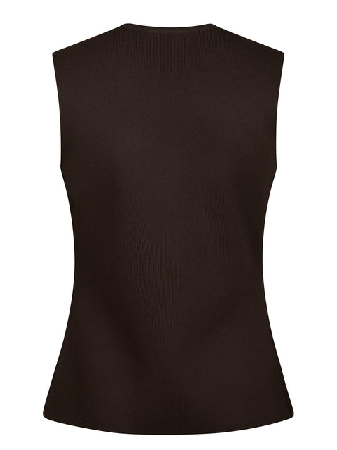 Neo noir - Sway smooth knit waistcoat - 676 Dark Brown
