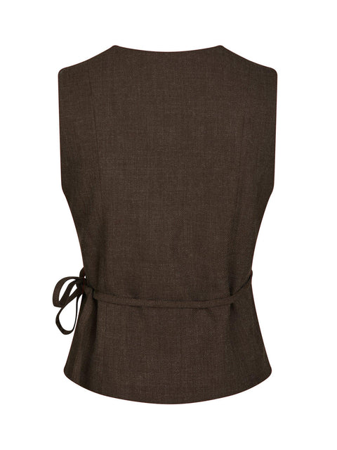 Neo noir - Samara melange waistcoat - 205 Brown melange