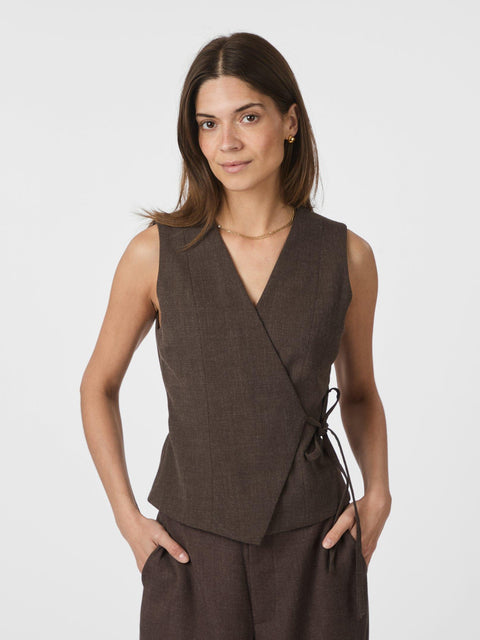Neo noir - Samara melange waistcoat - 205 Brown melange
