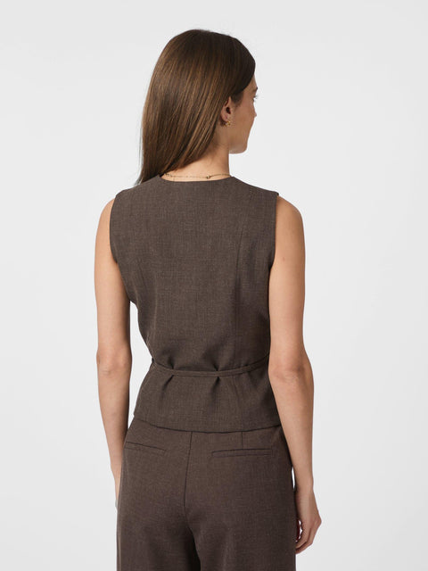 Neo noir - Samara melange waistcoat - 205 Brown melange