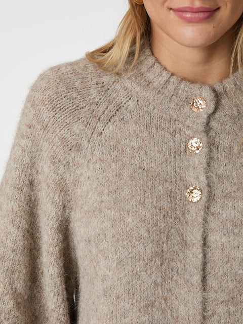 Neo noir - Benuta fluffy knit cardigan - 976 Beige melange