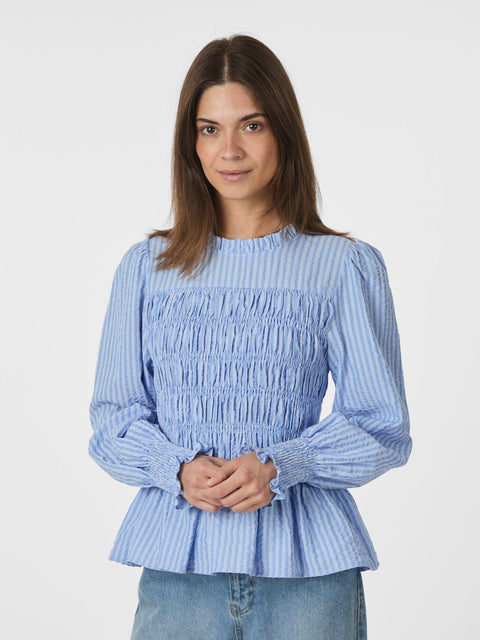 Neo noir - Possa twist stripe blouse - 145 Light blue