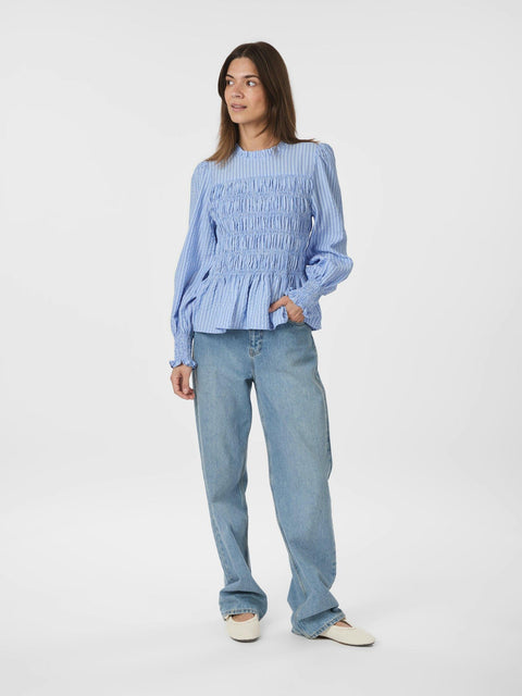 Neo noir - Possa twist stripe blouse - 145 Light blue
