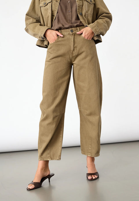 Sisterspoint - Fiora-barrel2 - D.Olive Wash / jeans