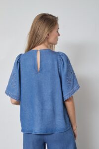 Co couture - 45057 TillyCC Emb ss / top- 552 Denim blue