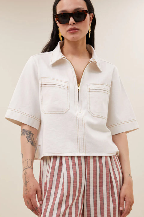 By Bar - Philipe twill top - 041 Cloud white / top