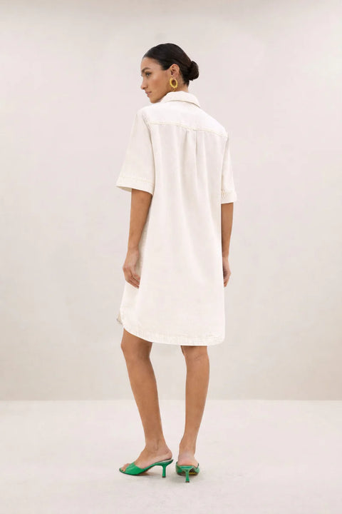 By Bar - Lexia twill dress - 041 Cloud white / jurken