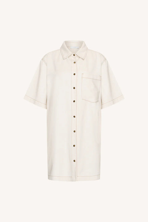 By Bar - Lexia twill dress - 041 Cloud white / jurken