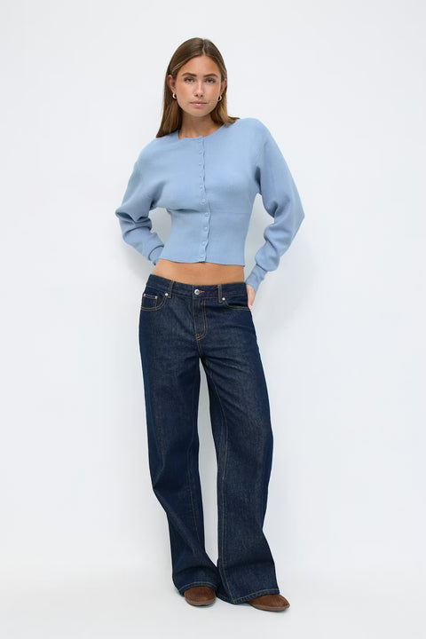 Gina Tricot - Shaped knitted cardigan - Cashmere blue / top