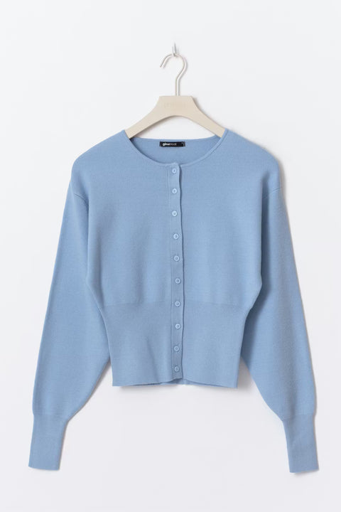 Gina Tricot - Shaped knitted cardigan - Cashmere blue / top