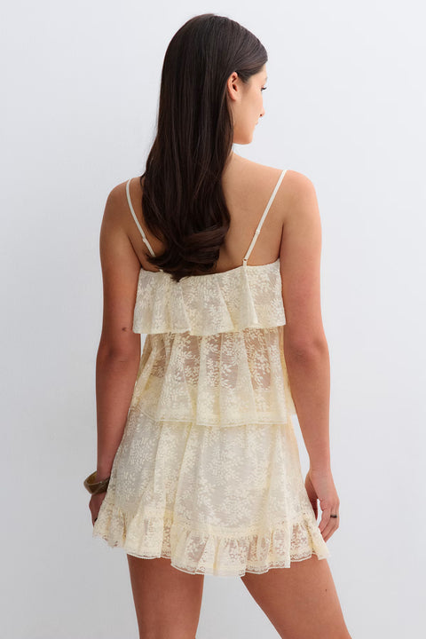 Gina Tricot - Lace skirt - Cream / rok