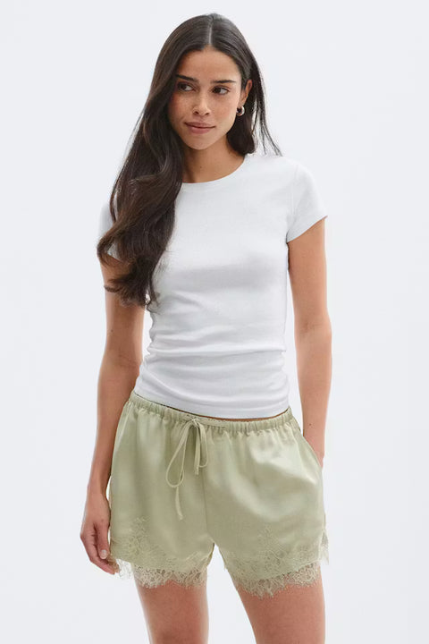 Gina Tricot - Satin Lace - Green Glow / short