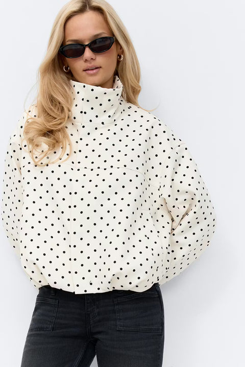 Gina Tricot - High Neck Dot Jacket - Creme/Dot