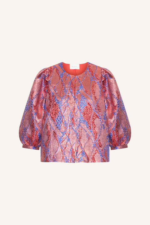 By Bar - Mauri jacquard blouse - 322 Coral