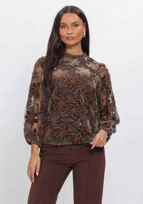 Aaiko - SHAILA VELVET PES - 190617 TEAK GREE / blouse
