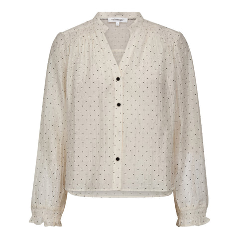 Co couture - DallyCC dot v-shirt 45007 blouse - 11 Offwhite