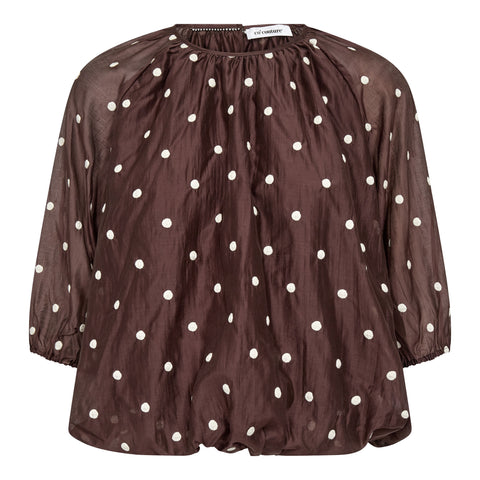 Co couture - 500042 DitaCC Dot Balloon - 20003 Dark brown / blouse