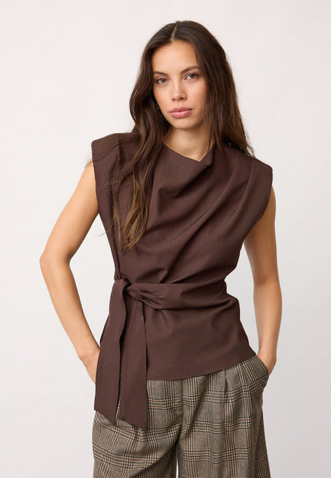 Co couture - 500314 LunaCC Pleat top - 20003 Dark brown