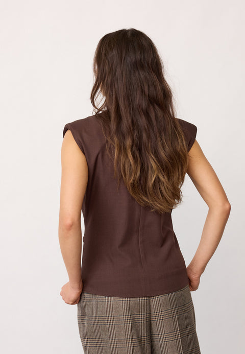 Co couture - 500314 LunaCC Pleat top - 20003 Dark brown