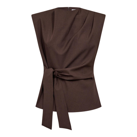 Co couture - 500314 LunaCC Pleat top - 20003 Dark brown