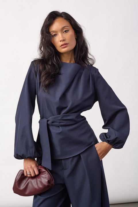 Co couture - 500386 LunaCC Tie blouse - 40007 Navy