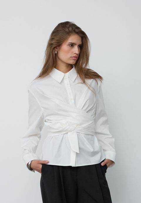 Co couture - 500611 HalenCC Tie shirt - 10001 White