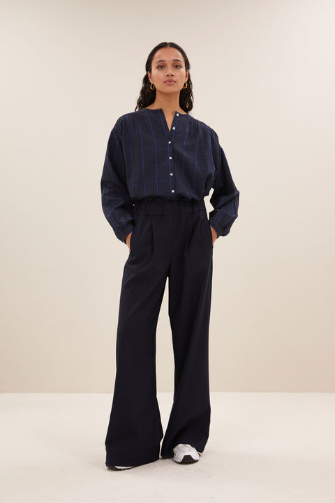 By Bar - Benji kingsblue stripe pants - 602 Dark navy