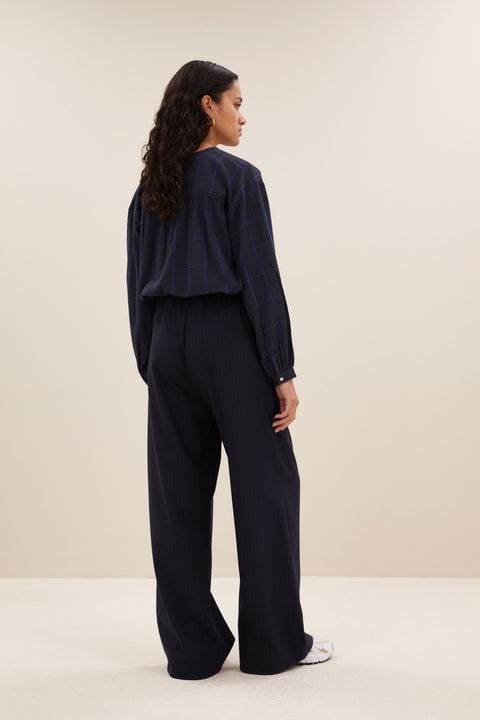 By Bar - Benji kingsblue stripe pants - 602 Dark navy