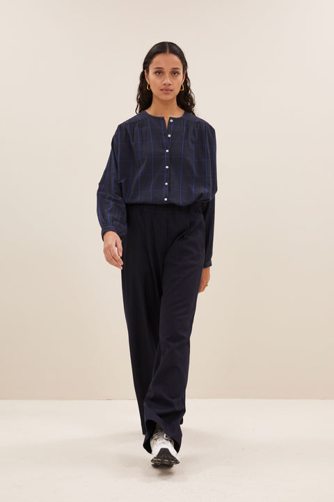 By Bar - Benji kingsblue stripe pants - 602 Dark navy