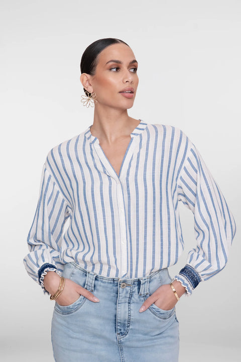Geisha - 63130-99 - 10 off-white/blu / blouse