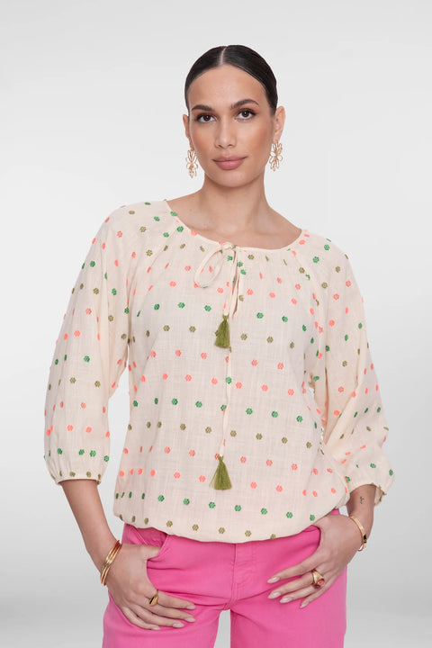 Geisha - 63251-20 - 718 ecru/green/b / blouse