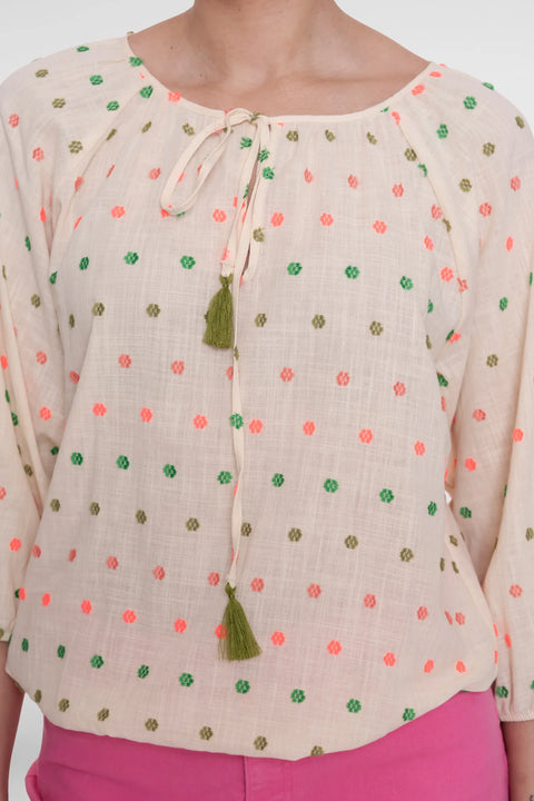 Geisha - 63251-20 - 718 ecru/green/b / blouse