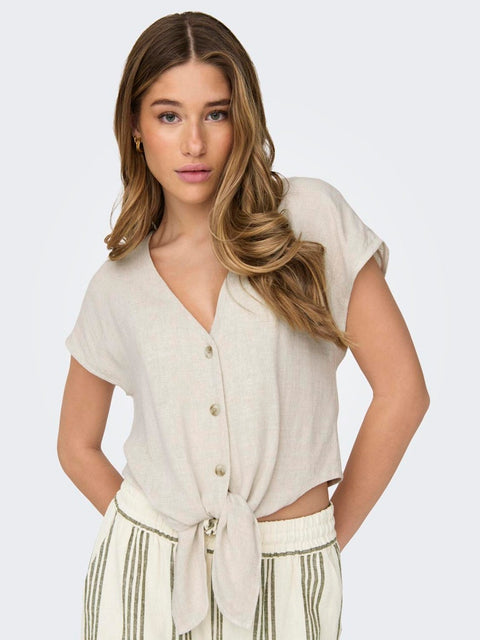 Only - 15322270 ONLSIESTA S/S KNOT LI - Moonbeam / top